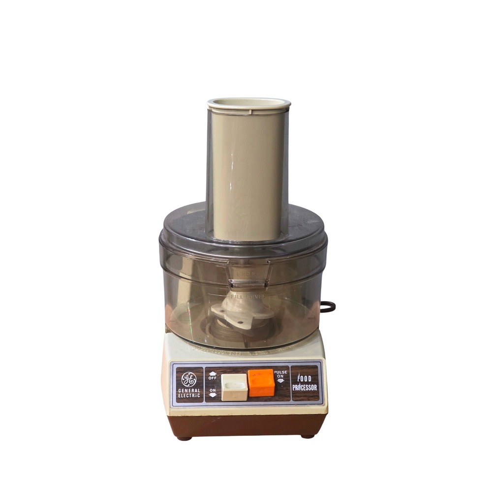 Vintage General Electric Food Processor FP-1 Woodgrain Retro Brown Cream 380W